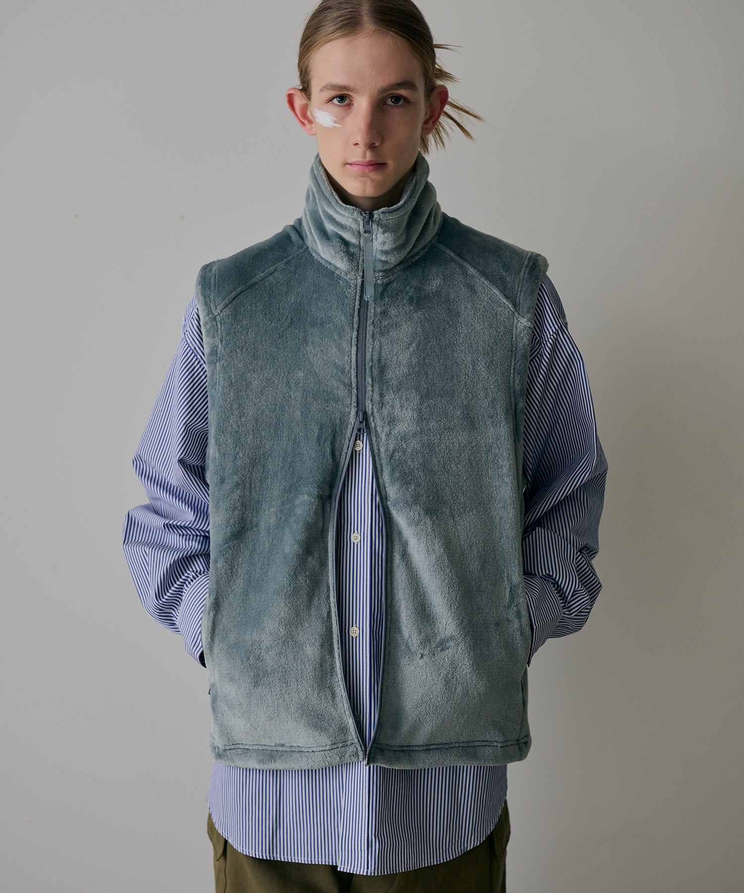 FLEECE ZIP VEST (Blue Gray)